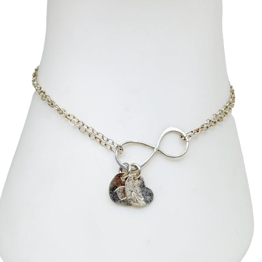 sterling silver DV heart charm bracelet