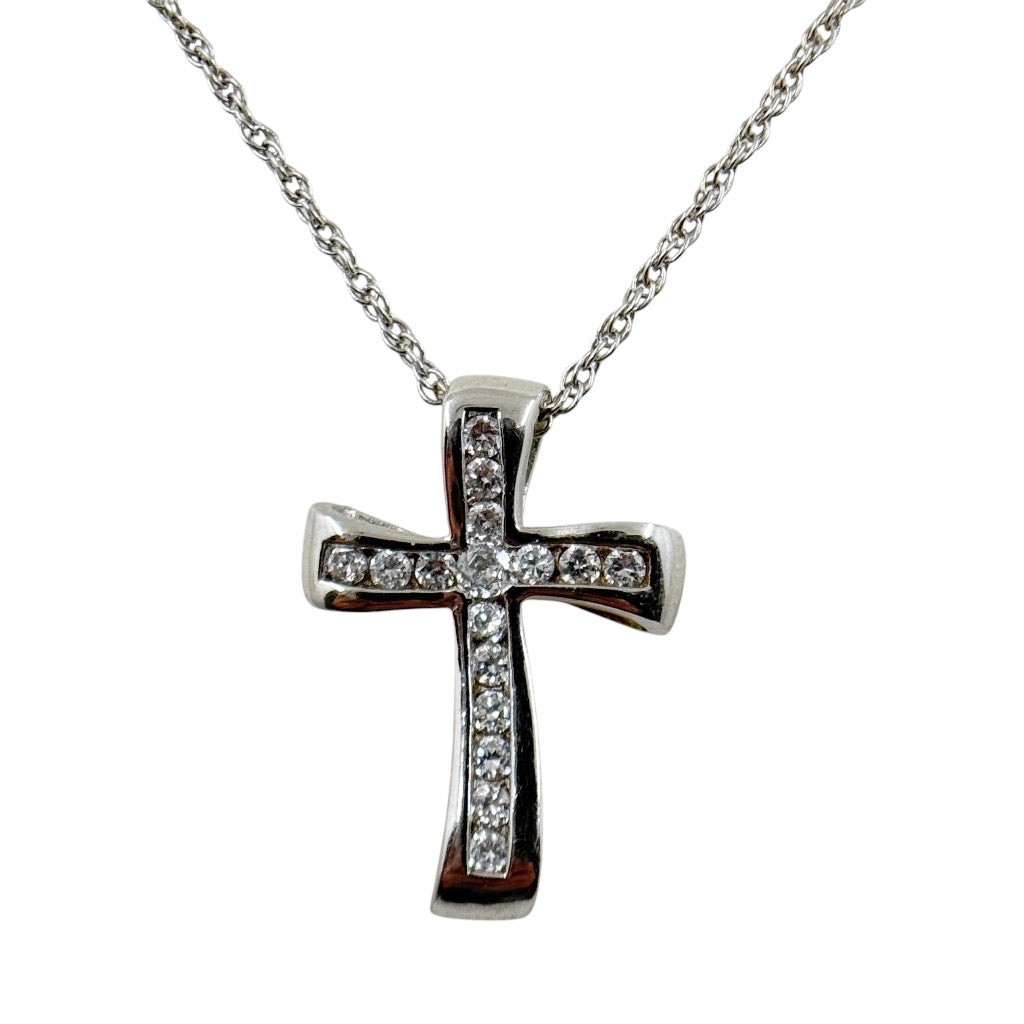 HAN sterling silver cubic zirconia cross pendant - GM342