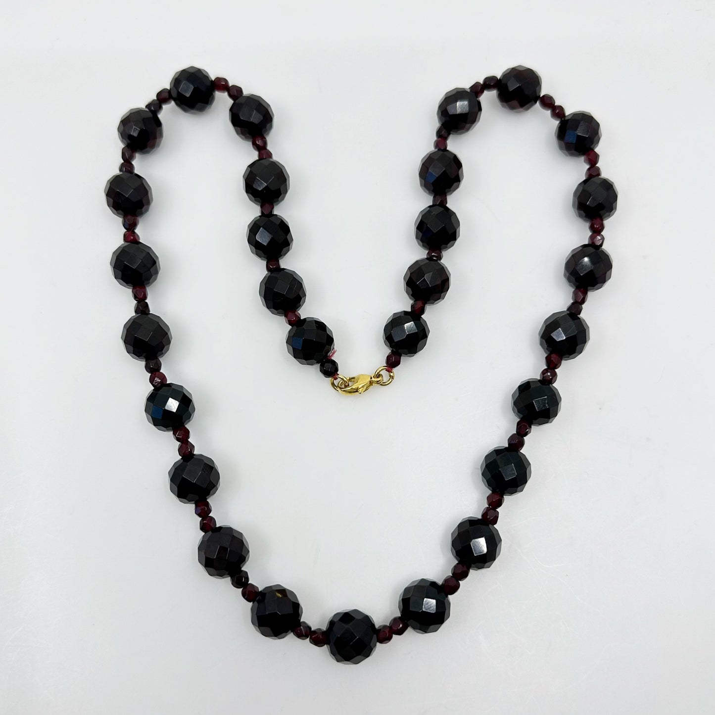 Vintage Gold tone cherry amber bead necklace