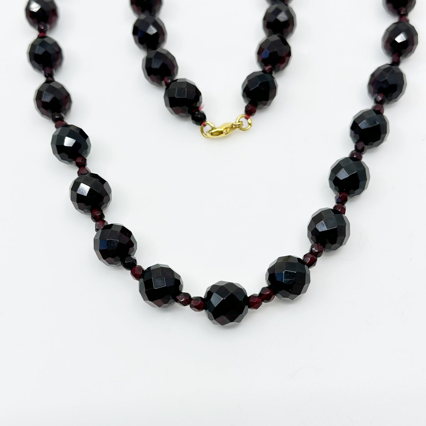 Vintage Gold tone cherry amber bead necklace