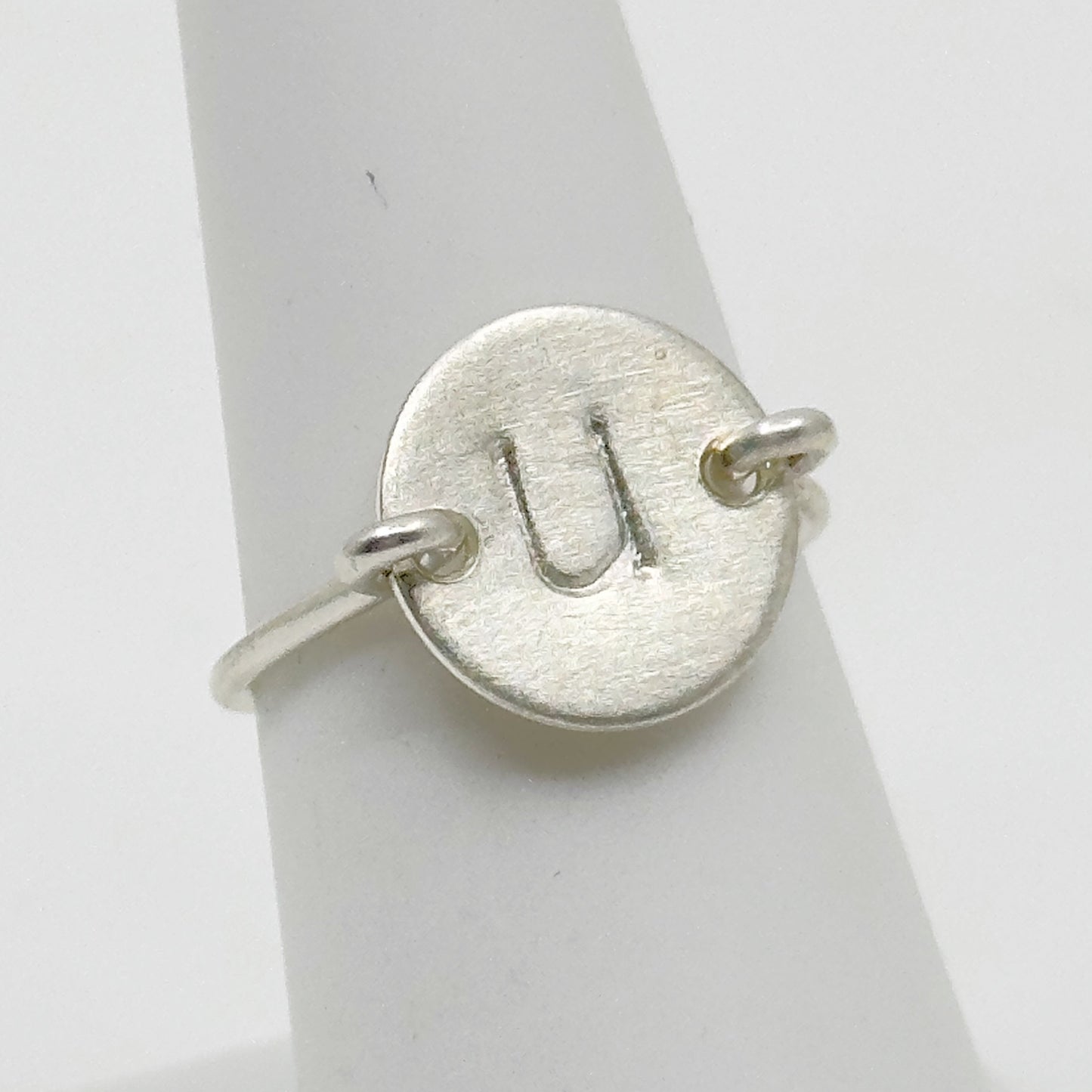 Hand Made Sterling silver U Initial disk Ring