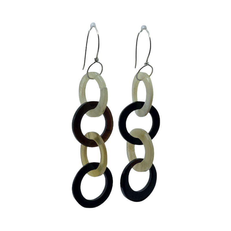 sterling silver horn link earrings