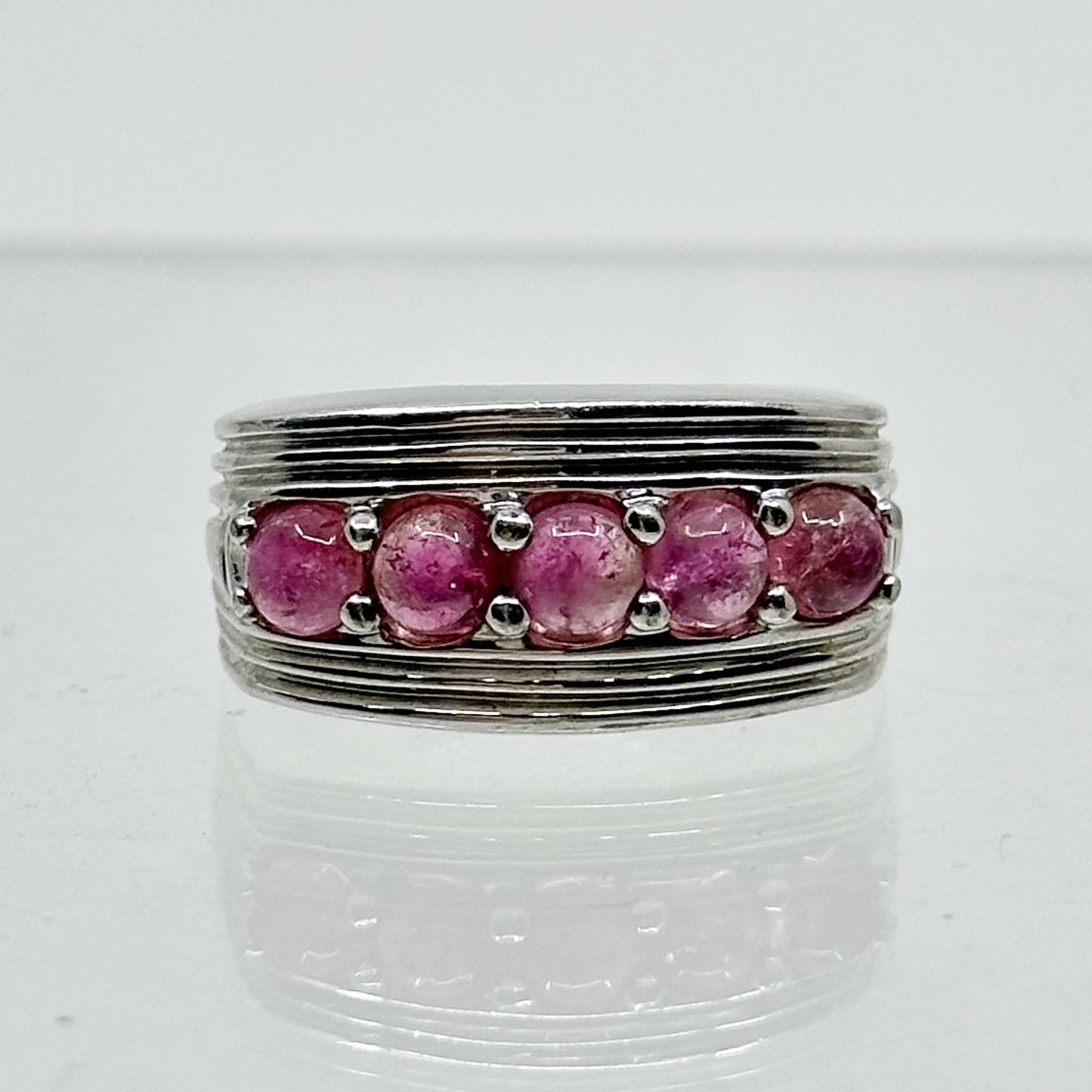 Badavici Sterling silver tourmaline cabochon ring