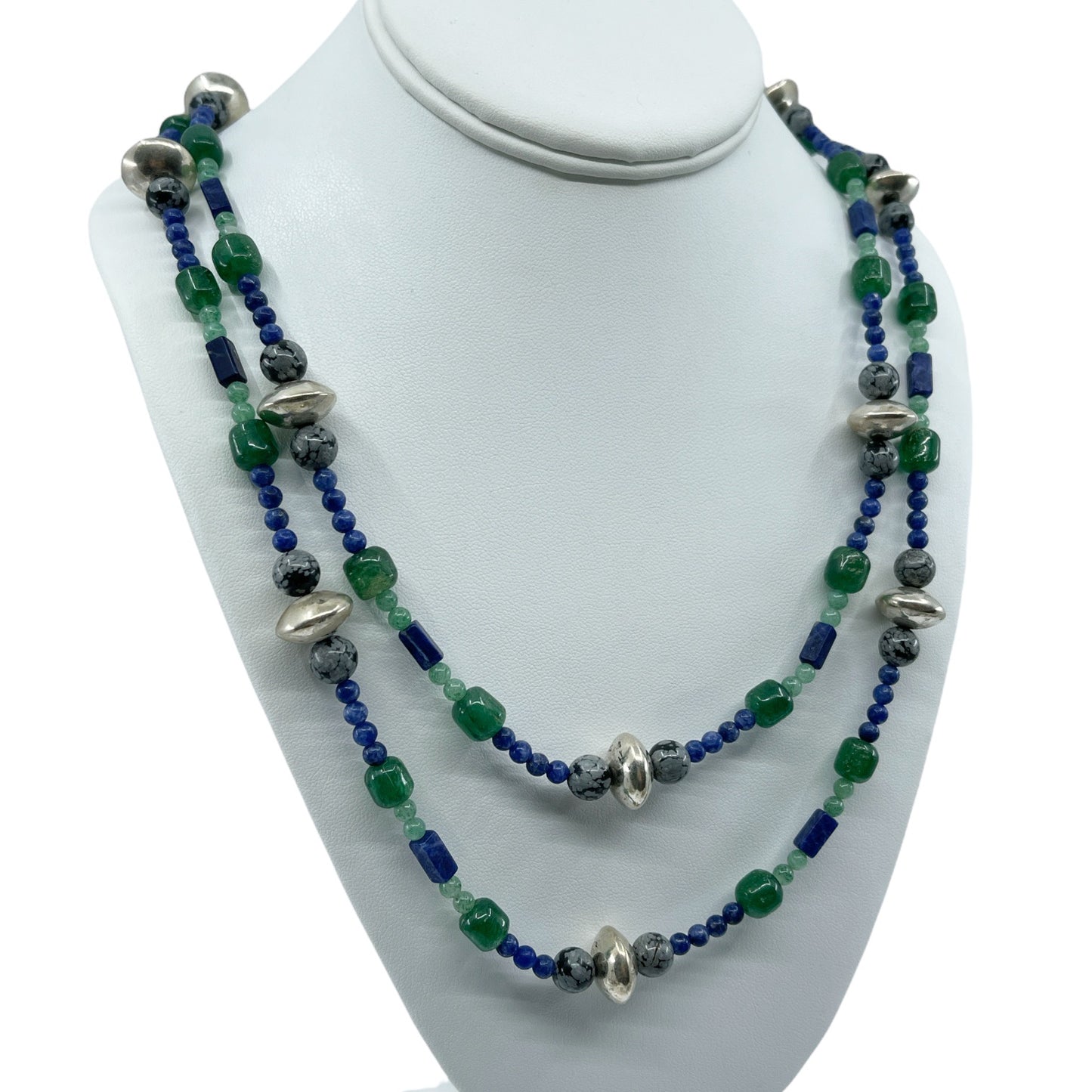 sterling silver gemstone bead necklace