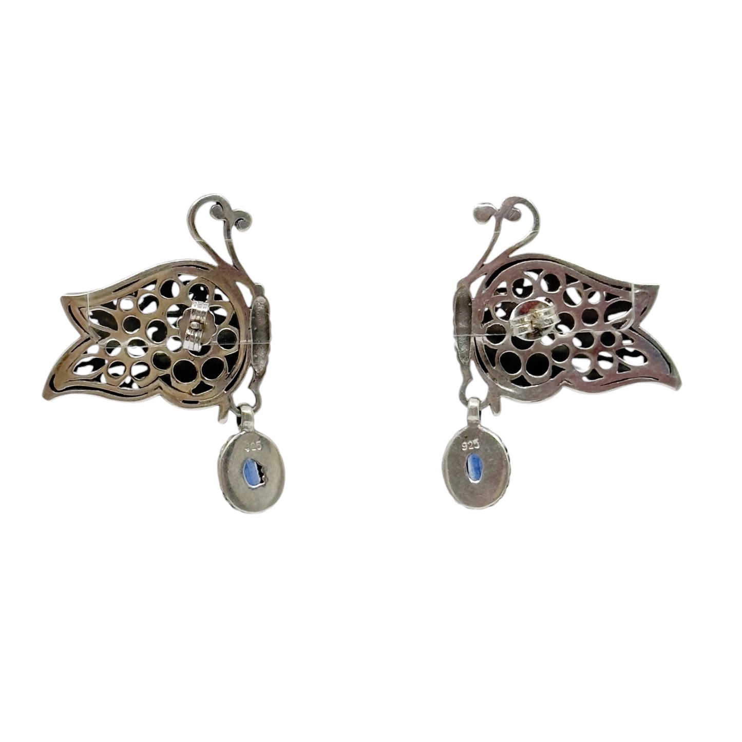 Sterling silver Iolite butterfly earrings