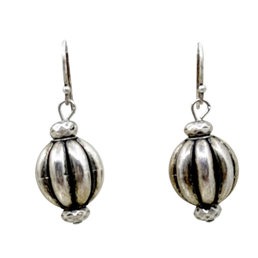 Hand Made sterling silver melon bead drop earrings - GM318