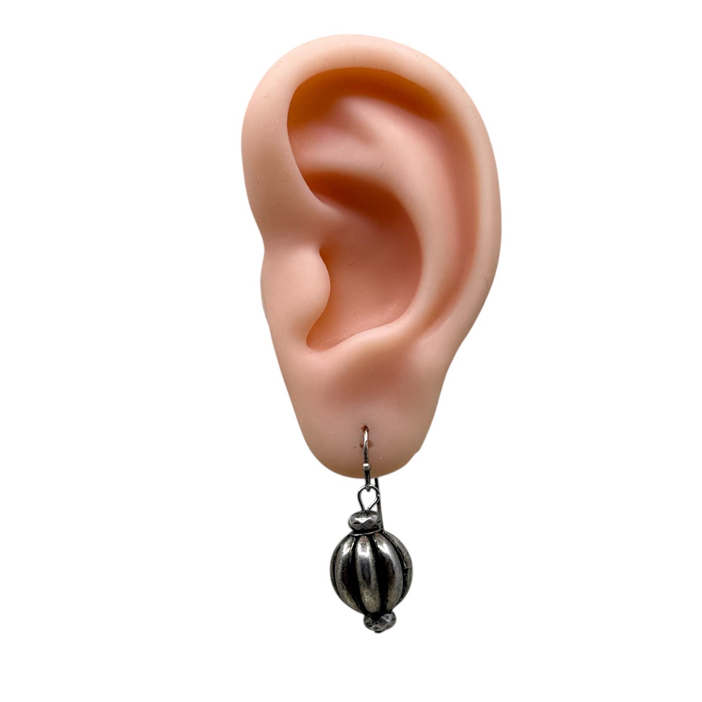 Hand Made sterling silver melon bead drop earrings - GM318