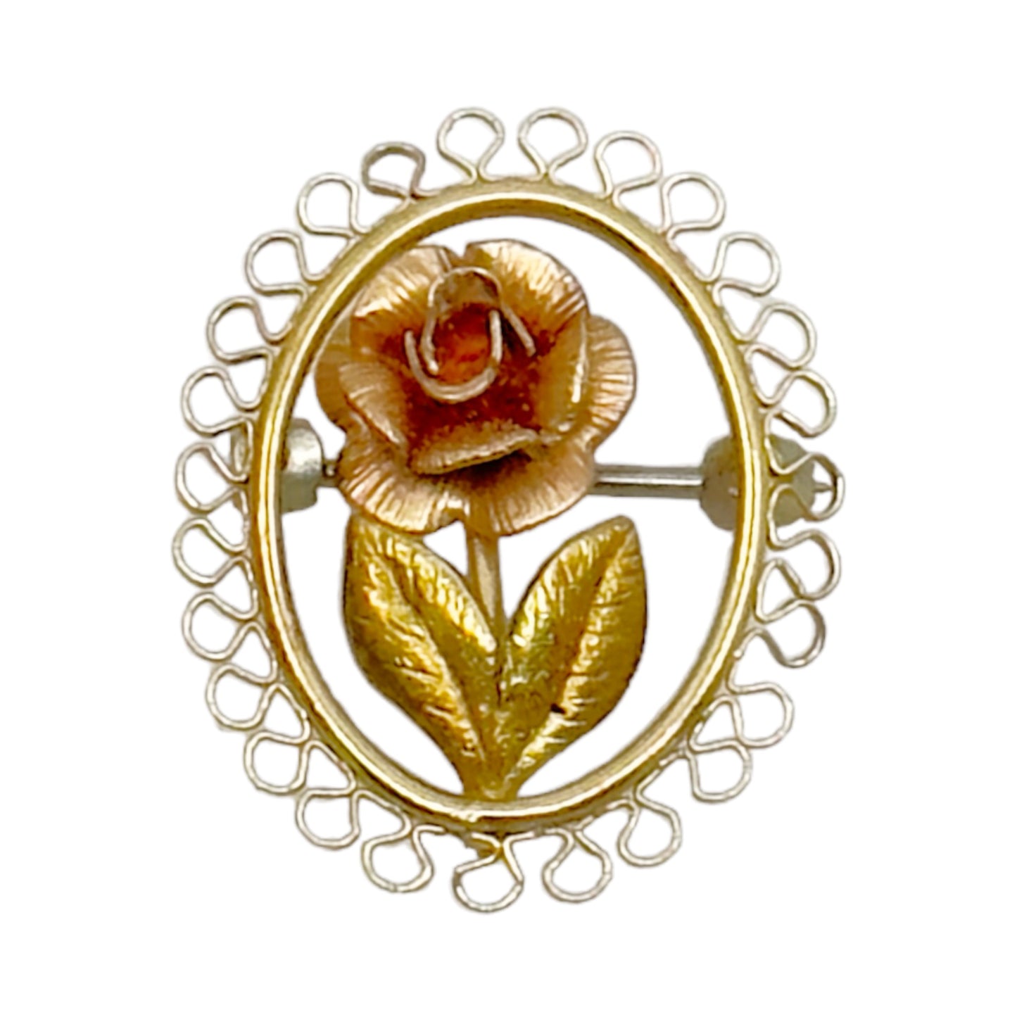 Vintage Krementz gold filled rose brooch