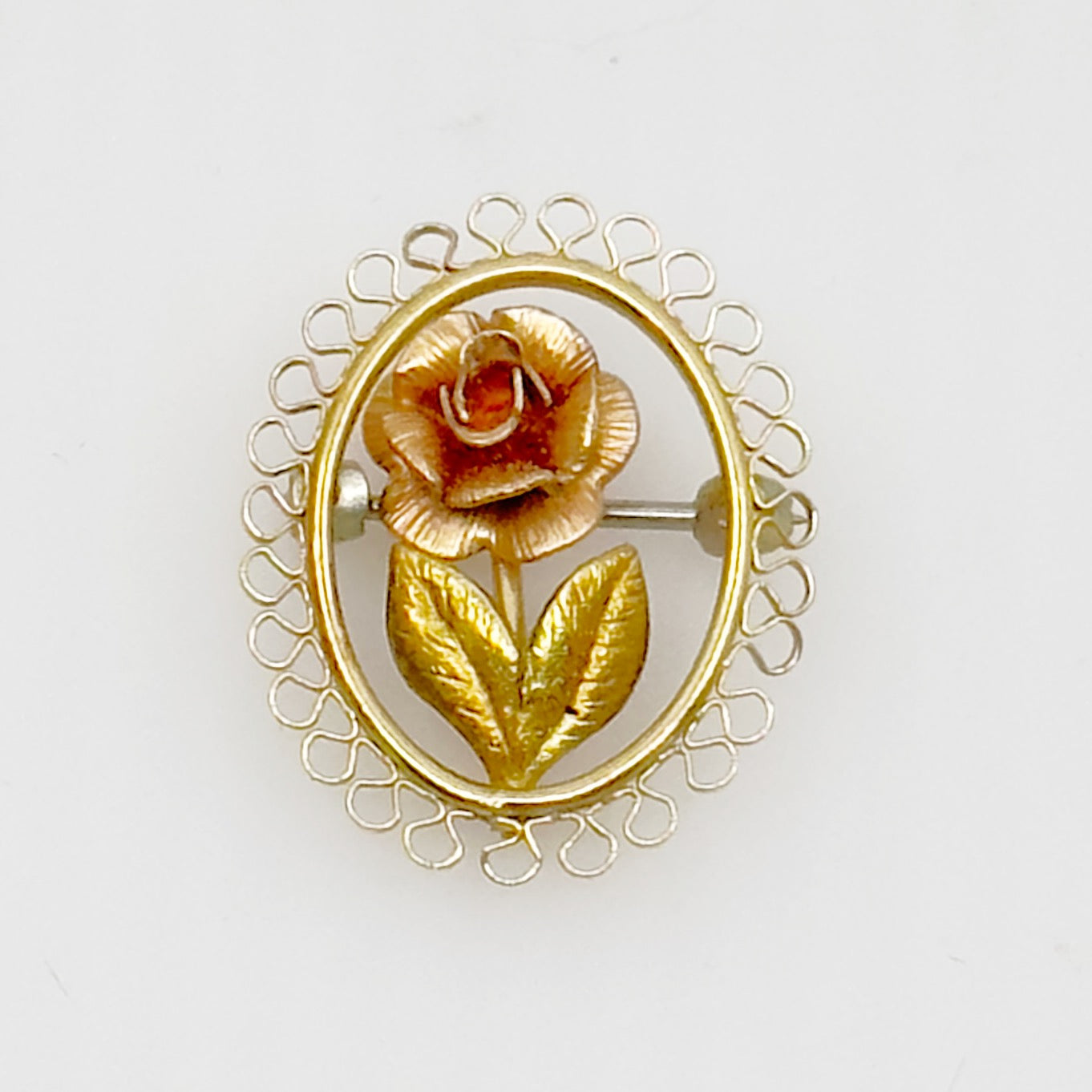 Vintage Krementz gold filled rose brooch