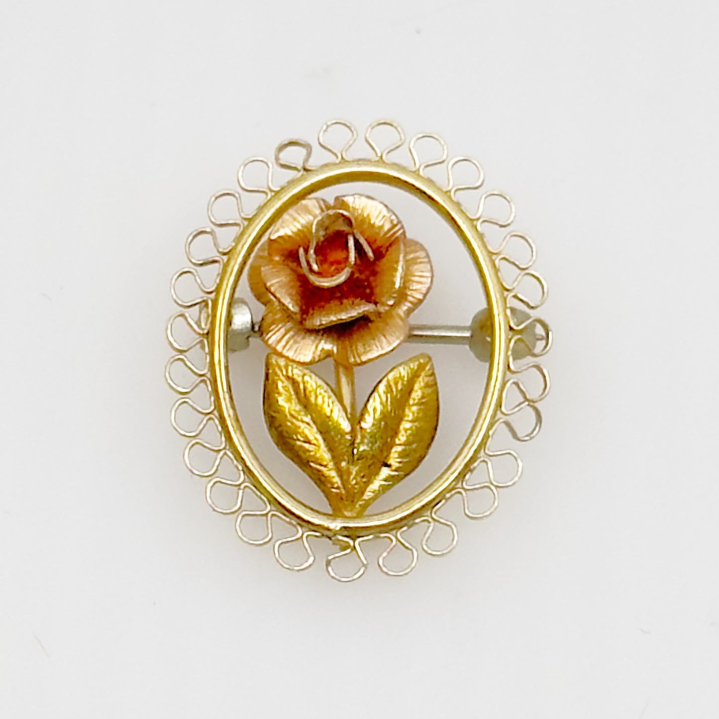 Vintage Krementz gold filled rose brooch