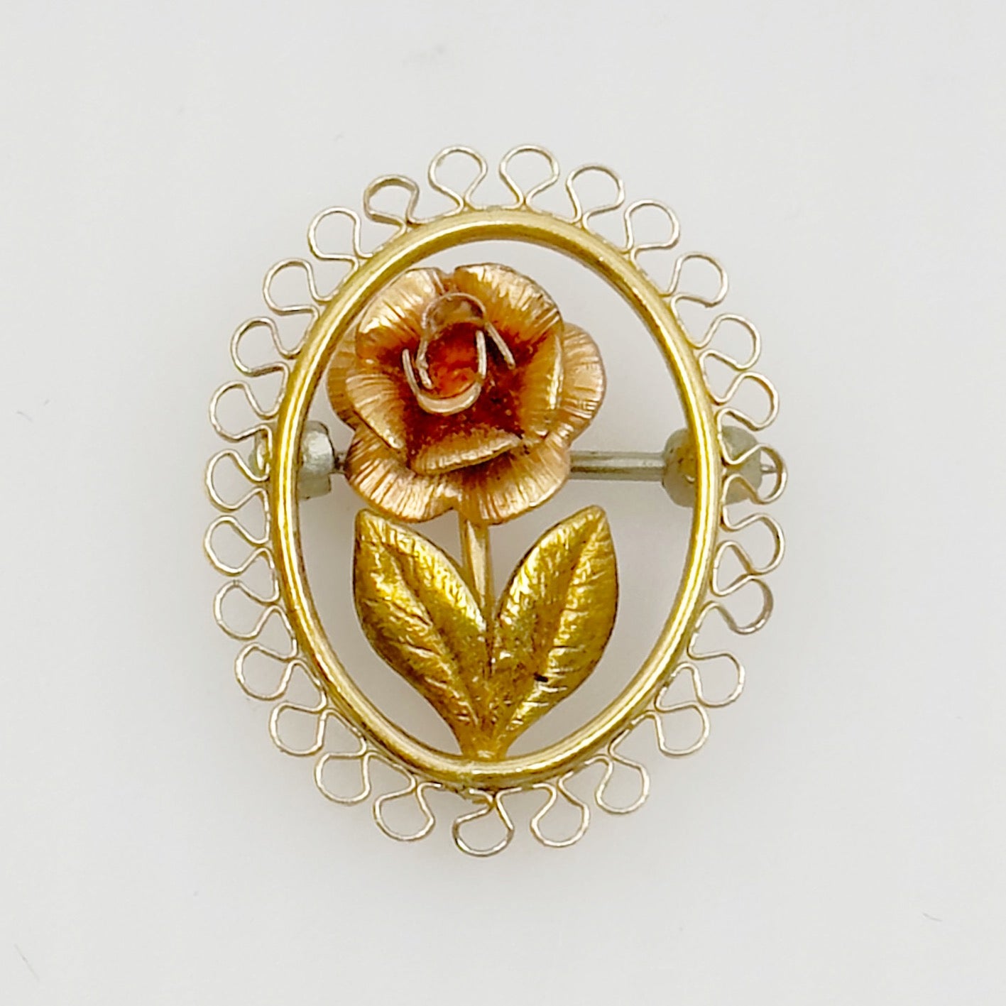 Vintage Krementz gold filled rose brooch