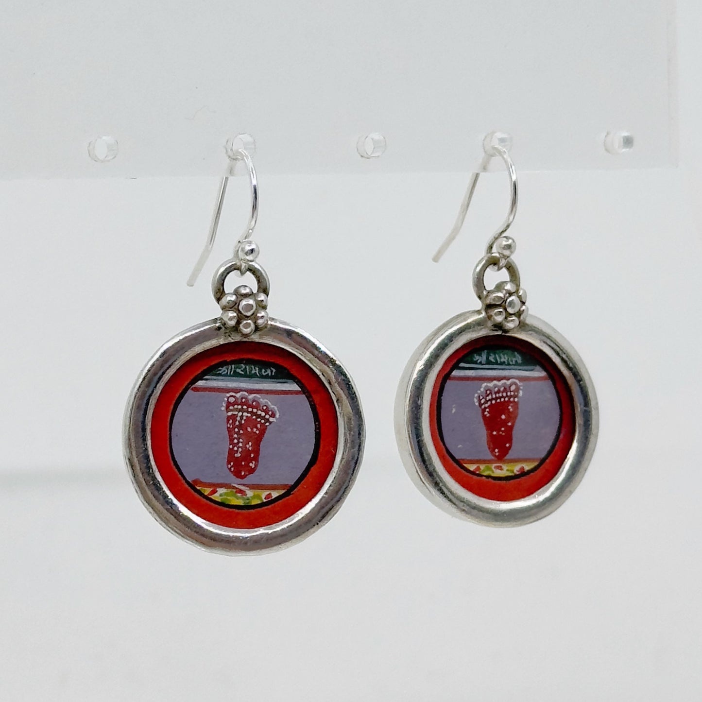 Indian Sterling silver Lakshmi Footprints, Charan Paduka earrings