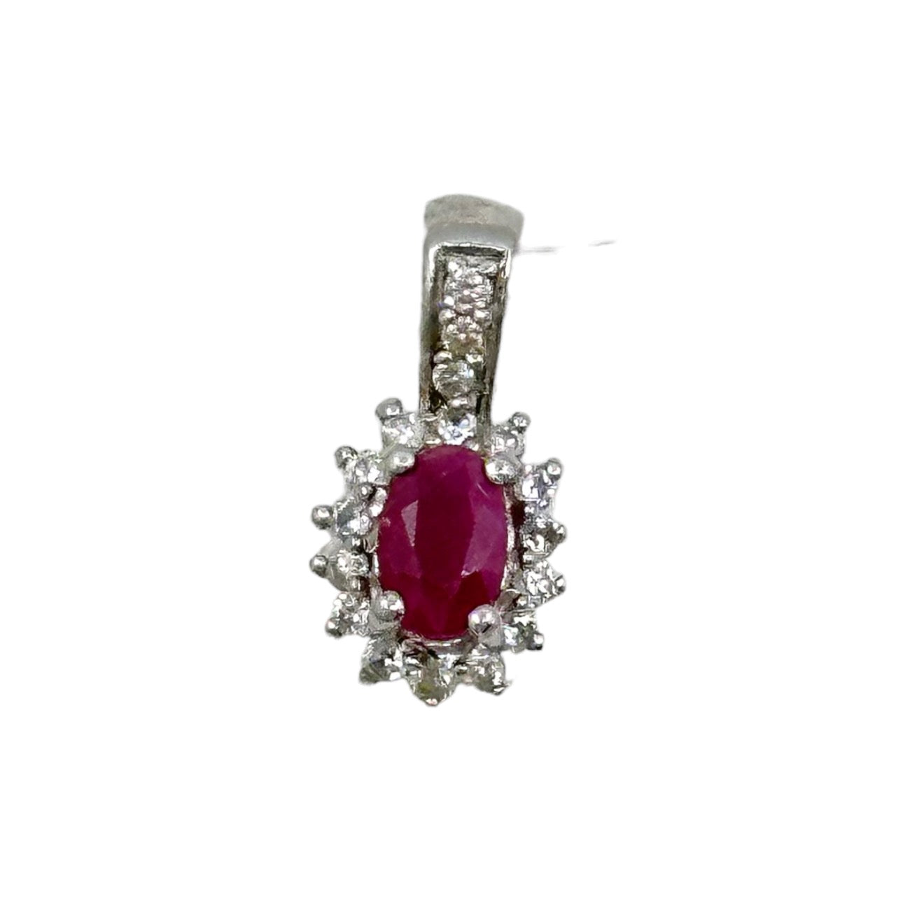 Sterling silver ruby & cubic zirconia pendant