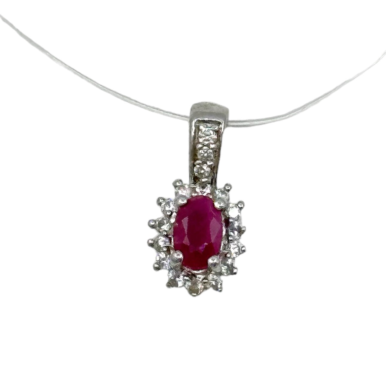 Sterling silver ruby & cubic zirconia pendant