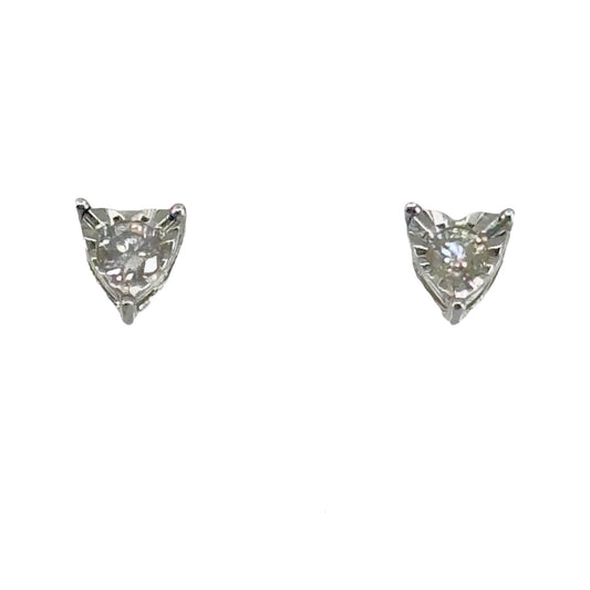 Sterling silver .06 carat diamond heart stud earrings