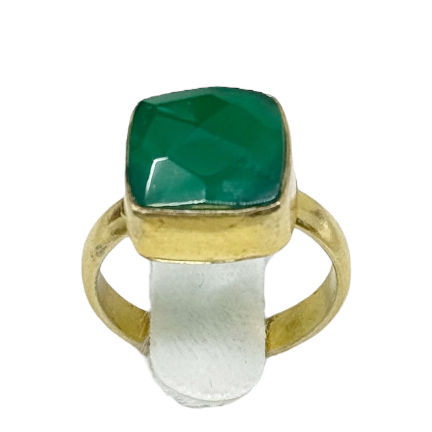 Gold vermeil sterling silver chrysoprase ring - GM310