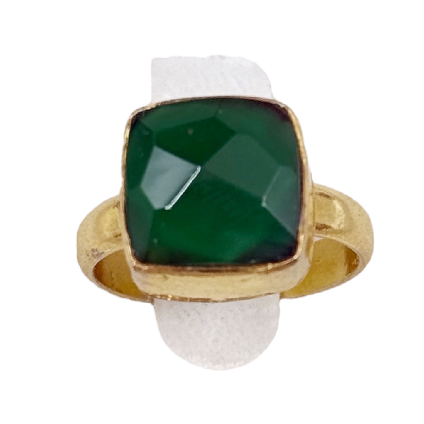 Gold vermeil sterling silver chrysoprase ring - GM310