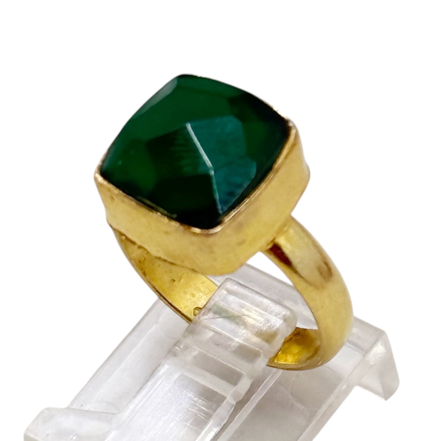 Gold vermeil sterling silver chrysoprase ring - GM310