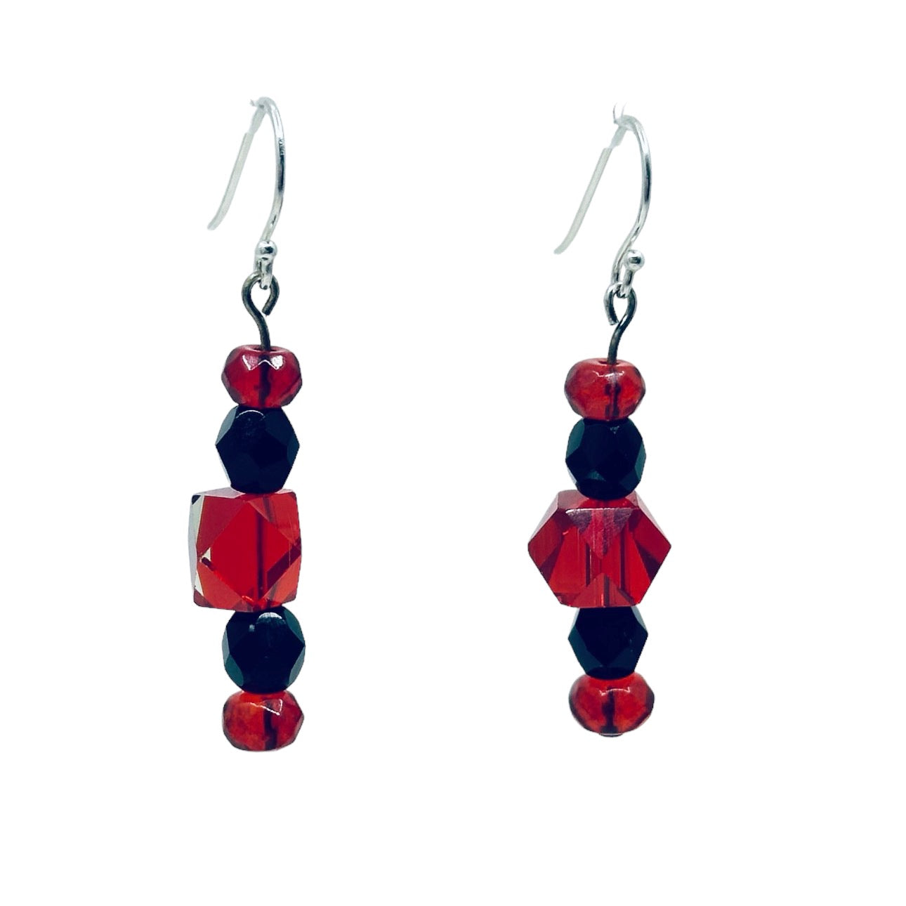 Hand Made sterling silver glass bead drop earrings