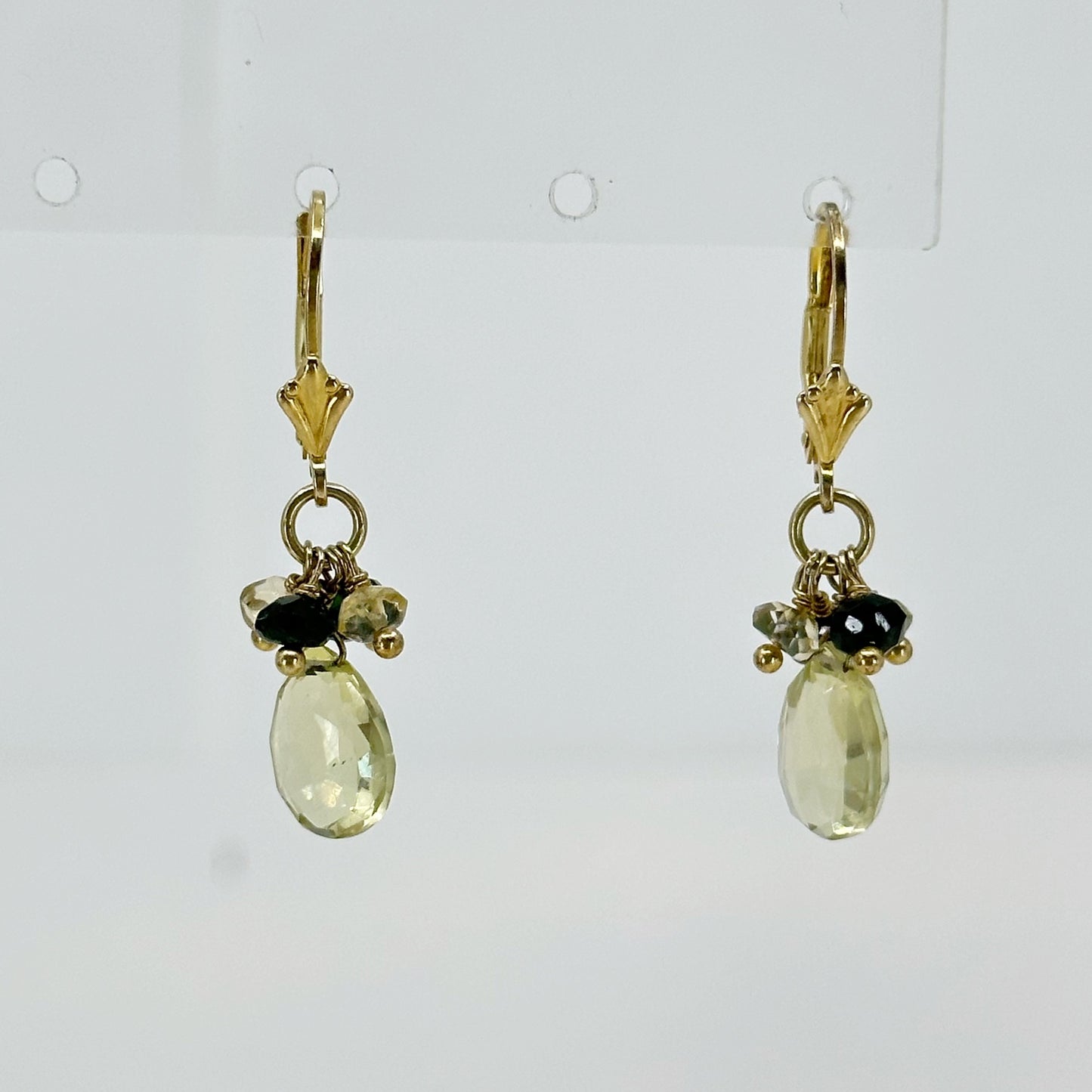 Gold Vermeil Sterling silver citrine & tourmaline earrings