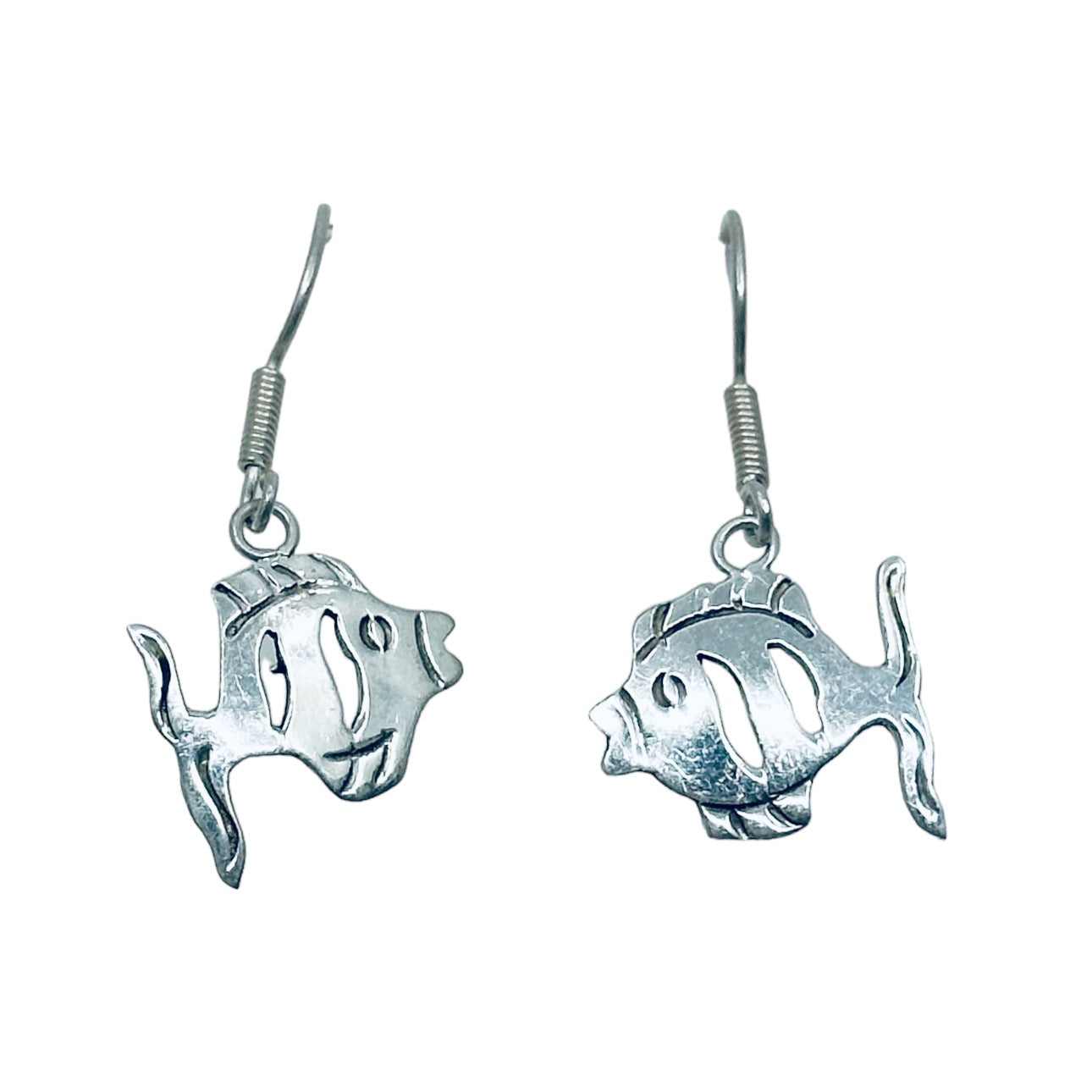 sterling silver fish drop earrings