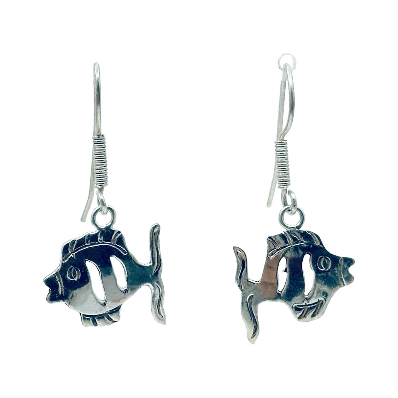 sterling silver fish drop earrings