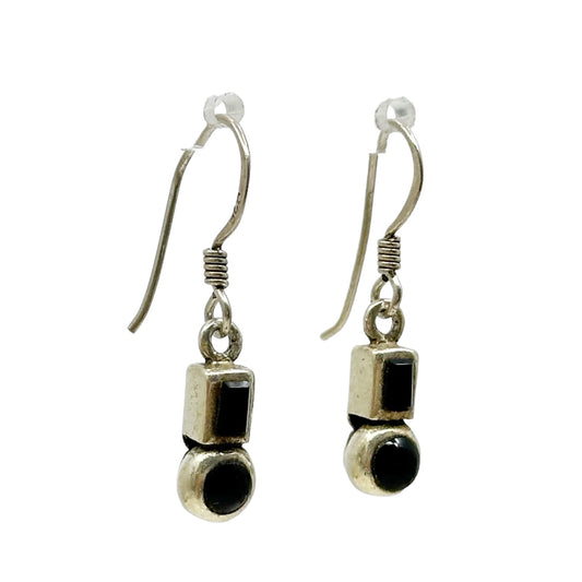 sterling silver onyx drop earrings