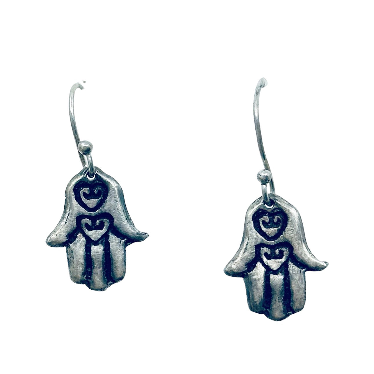 Sterling silver Hamsa drop earrings