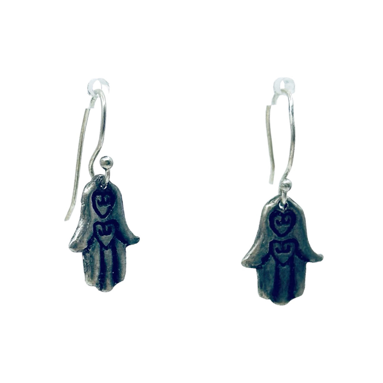 Sterling silver Hamsa drop earrings