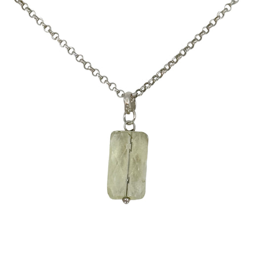 Sterling silver Prasiolite bead pendant necklace