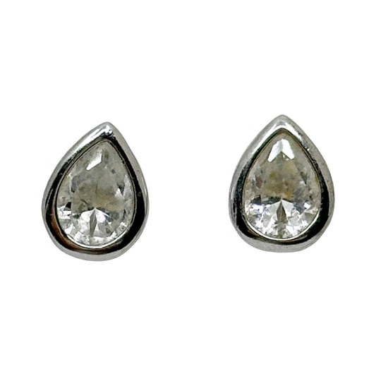 ATI Sterling silver pear cut cubic zirconia stud earrings