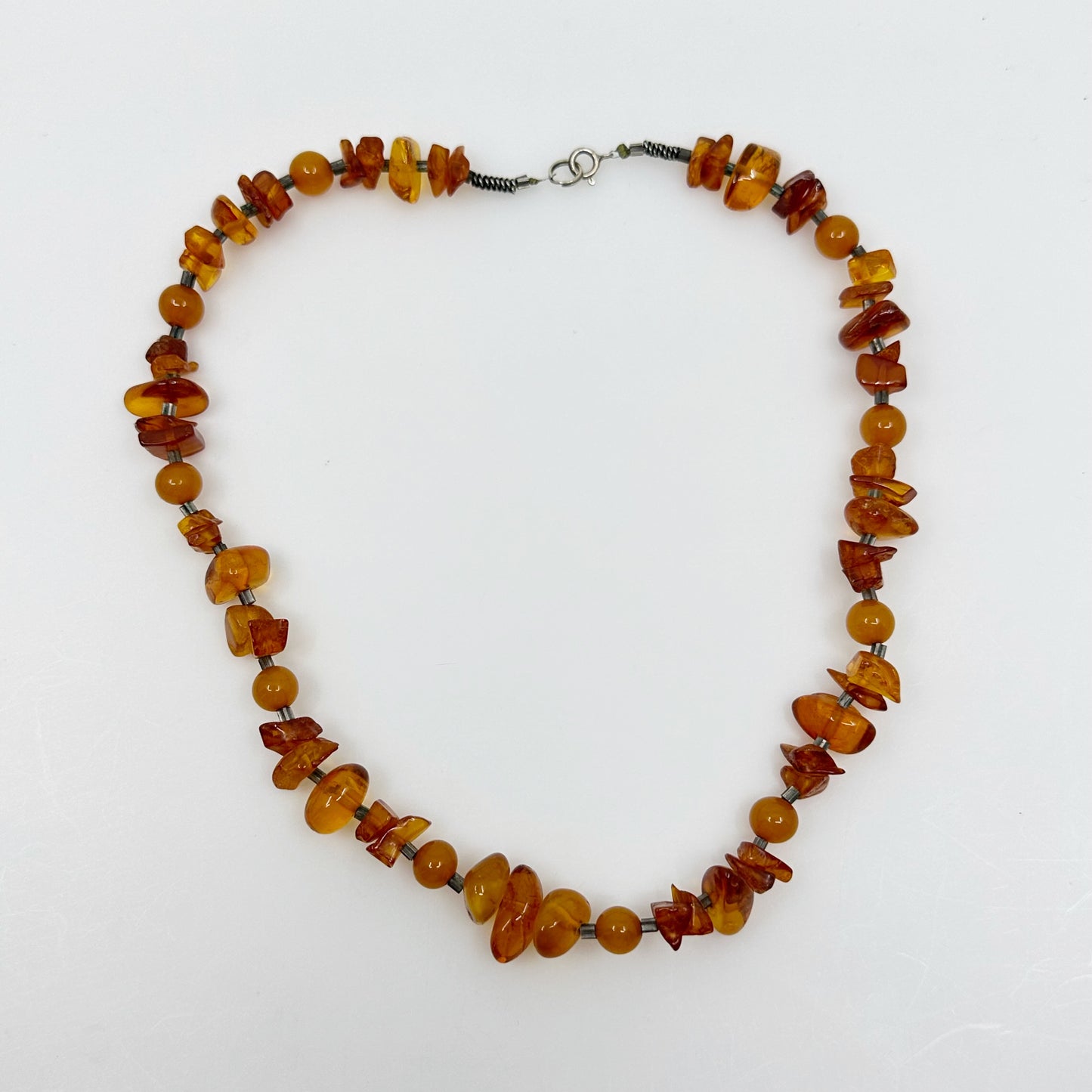 Sterling silver baltic amber bead necklace