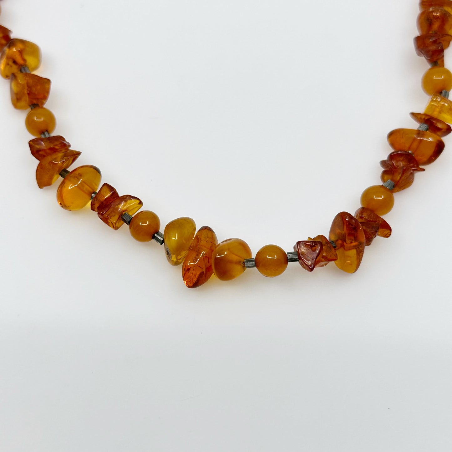 Sterling silver baltic amber bead necklace