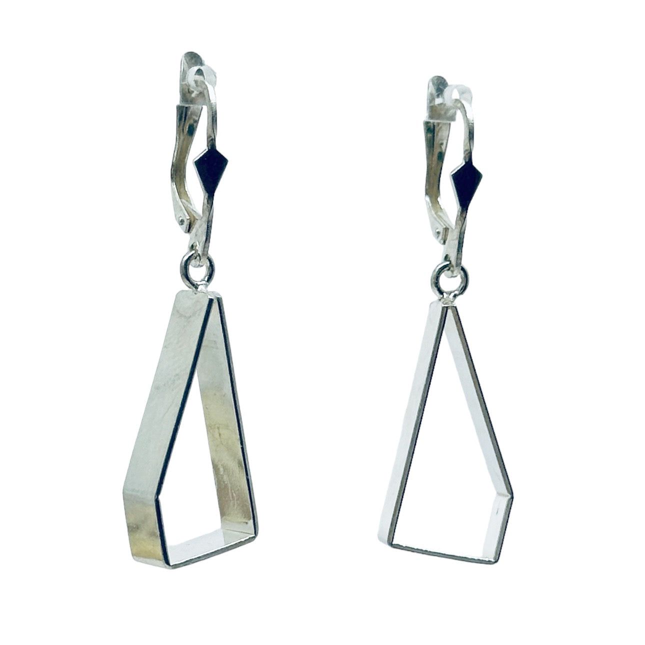 Modernist Sterling silver geometric drop earrings