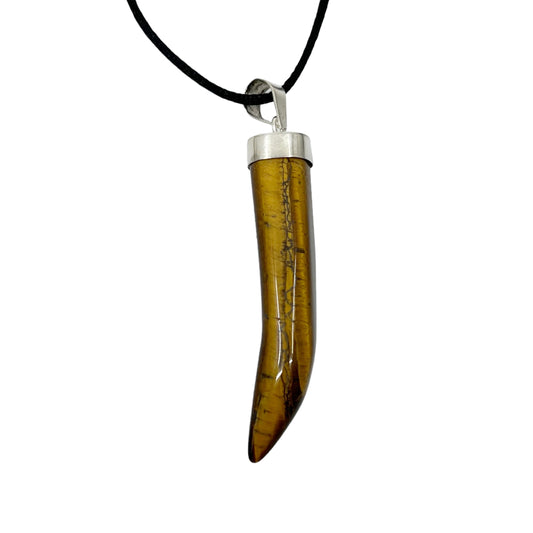 Oversize Sterling silver tiger eye tooth pendant