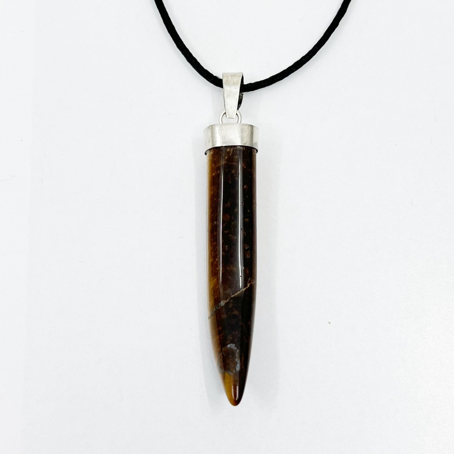 Oversize Sterling silver tiger eye tooth pendant