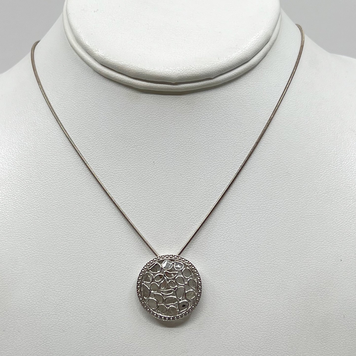 sterling silver .25 carat rose cut slice diamond necklace