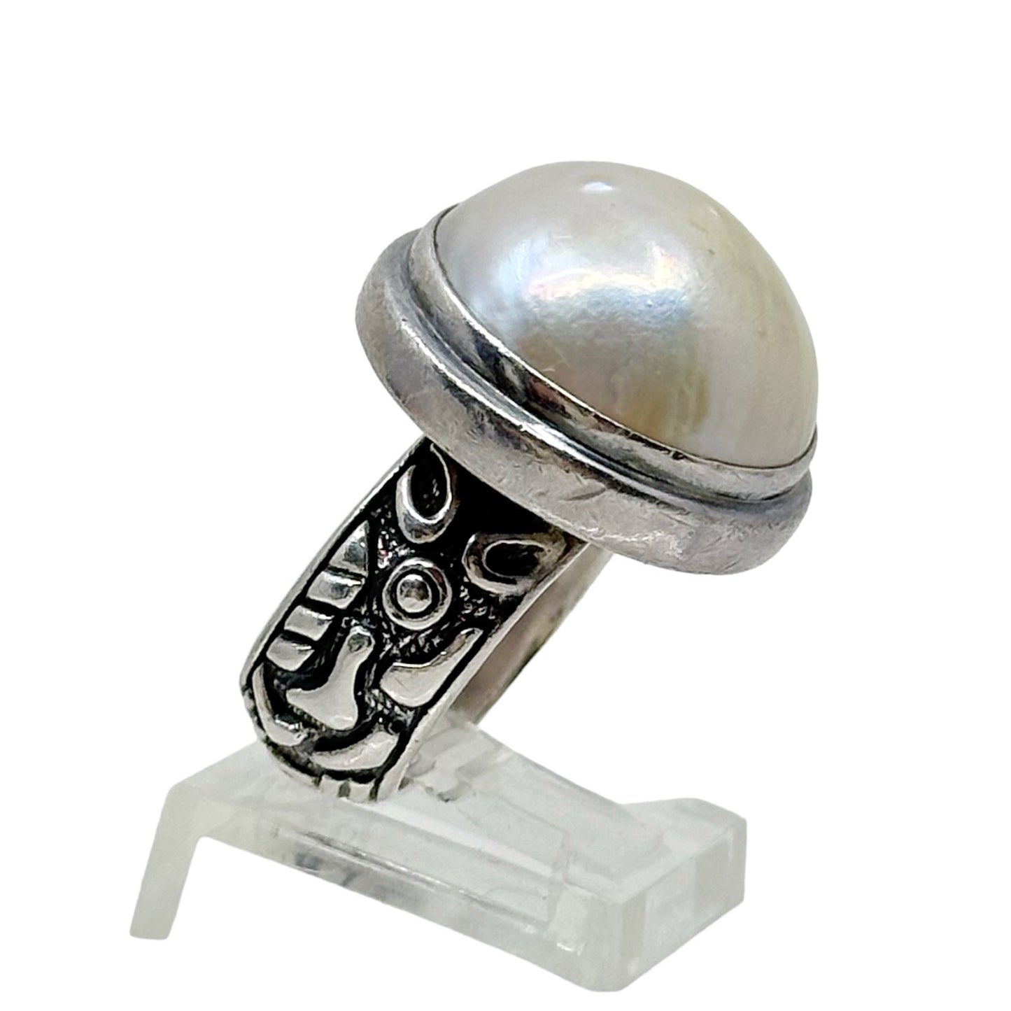 Sterling silver Mabe pearl ring