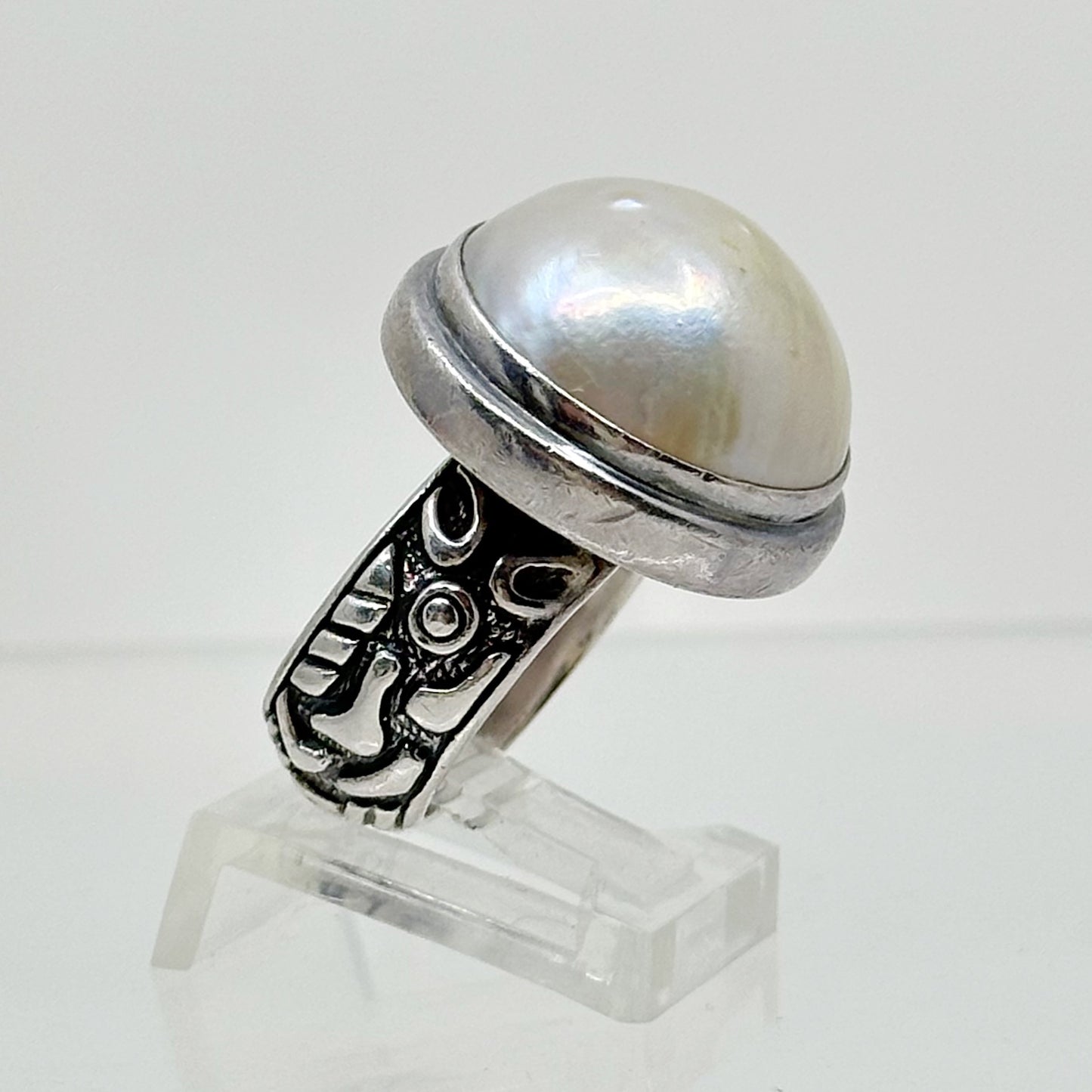 Sterling silver Mabe pearl ring