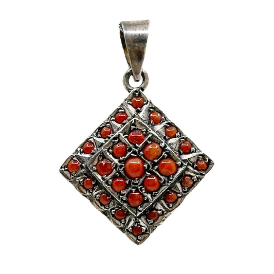 Vintage Sterling silver coral pendant