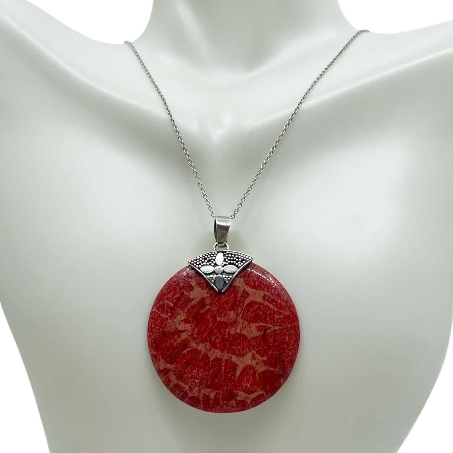 sterling silver sponge coral pendant