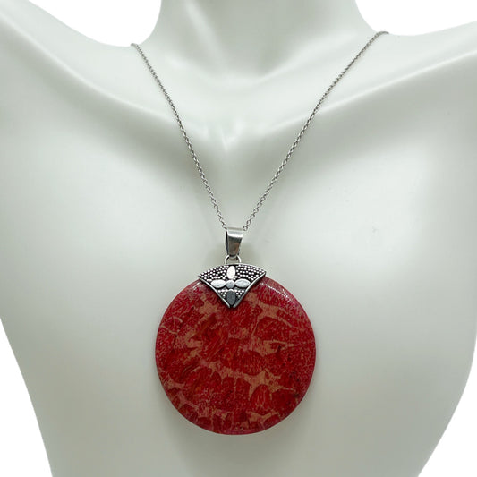 sterling silver sponge coral pendant