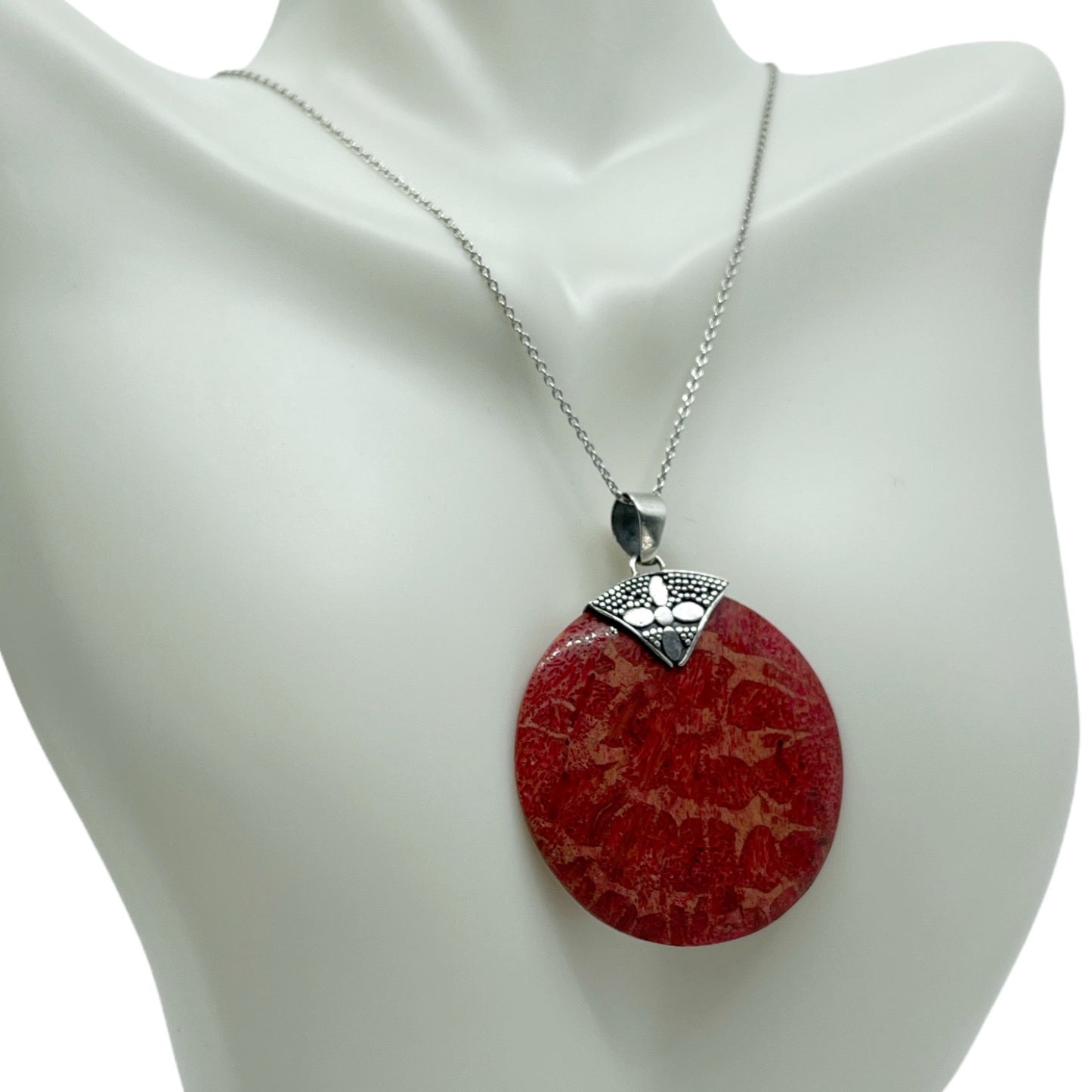 sterling silver sponge coral pendant