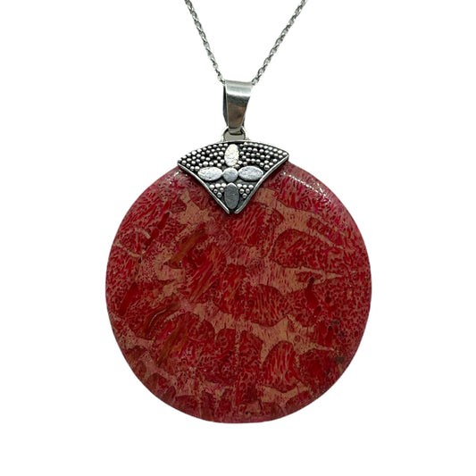 sterling silver sponge coral pendant GM442