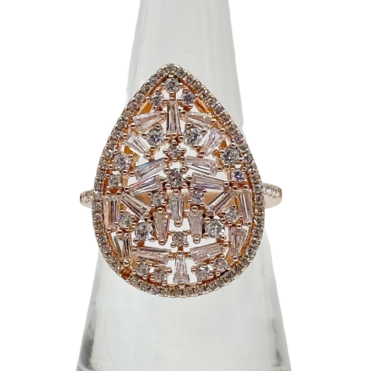 Rose Gold vermeil sterling silver cubic zirconia ring