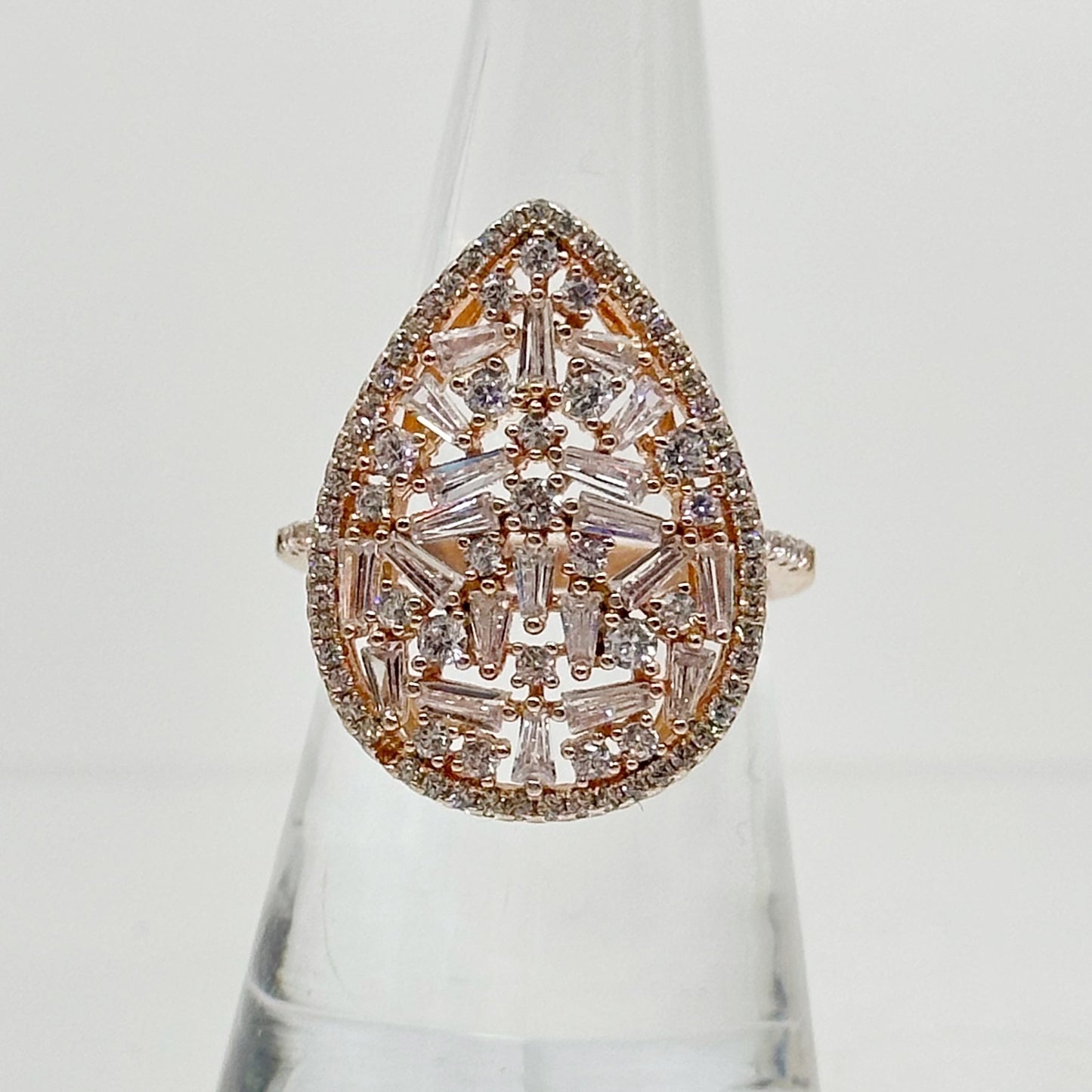 Rose Gold vermeil sterling silver cubic zirconia ring