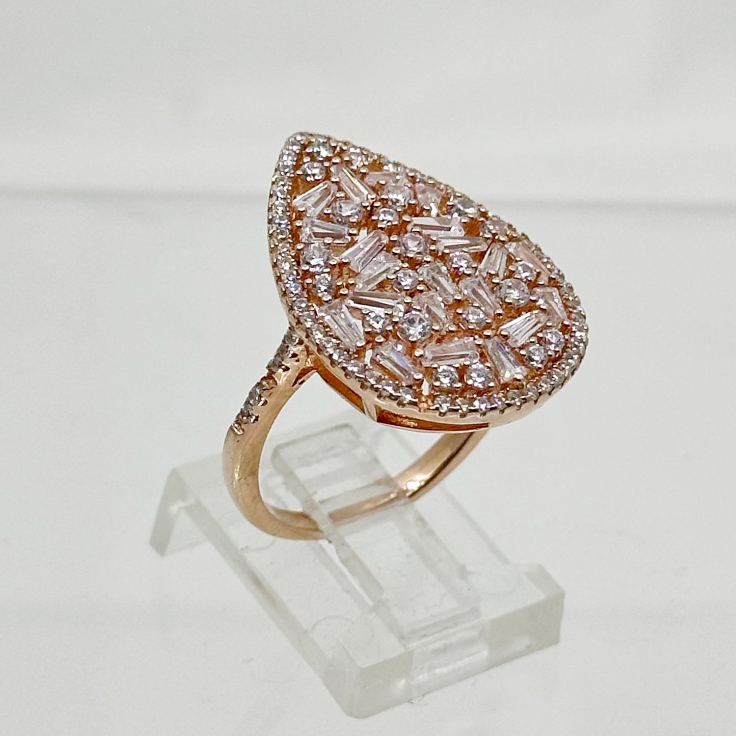 Rose Gold vermeil sterling silver cubic zirconia ring