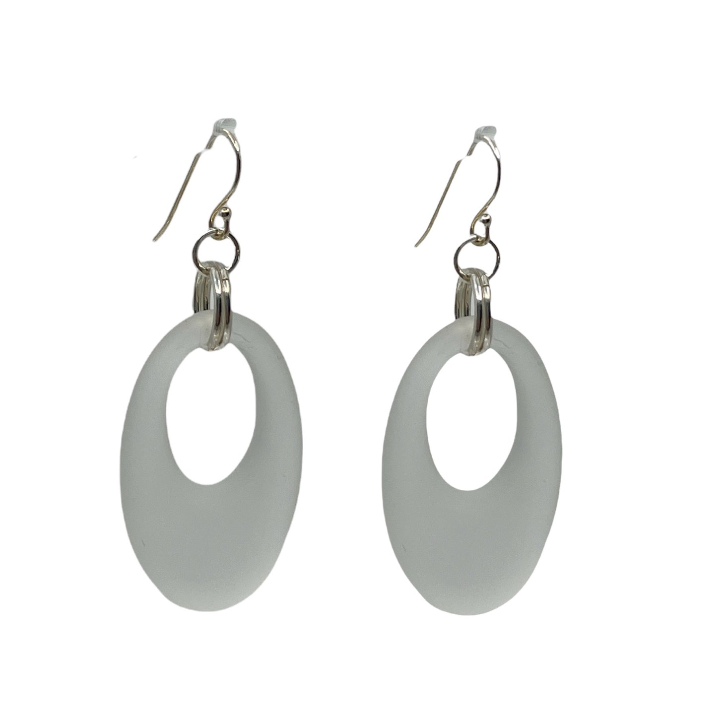 Sterling silver frosted rock crystal earrings