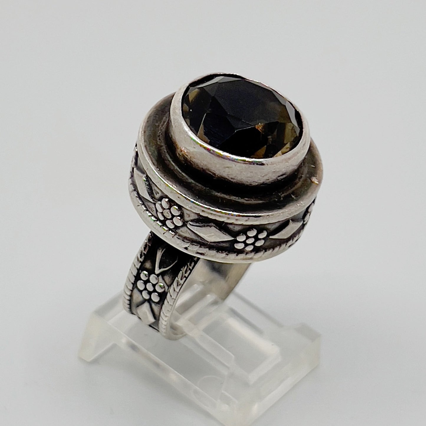 Sterling silver smoky quartz ring