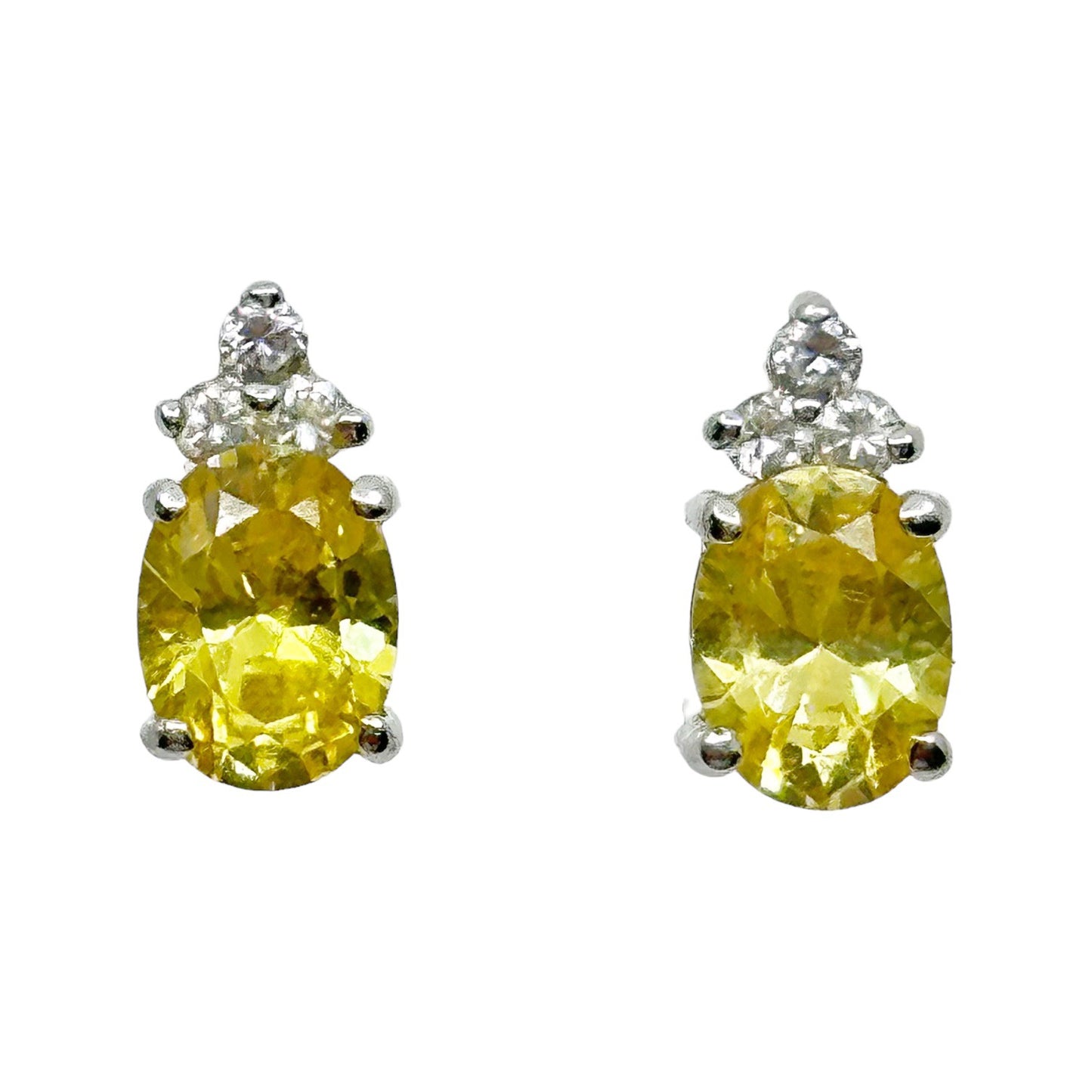 sterling silver citrine & cubic zirconia stud earrings